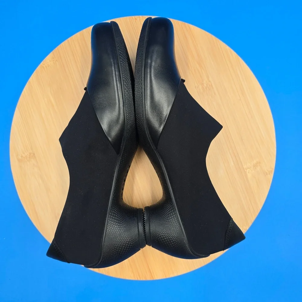 ECCO Shape 35 Black Leather GORE-TEX Waterproof Block Heel Pumps EU 40 US 9-9.5